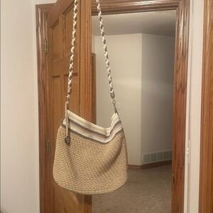 The Sak Beige and Cream Woven Shoulder Bag